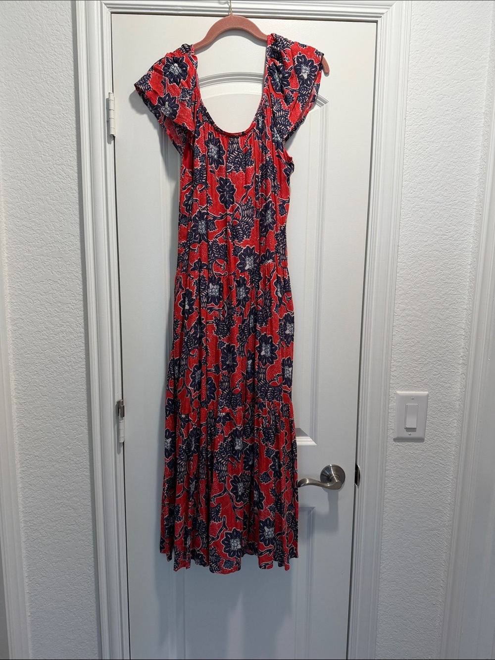 Knox Rose Red Dress with Navy Floral Accents - Picture 5 of 5